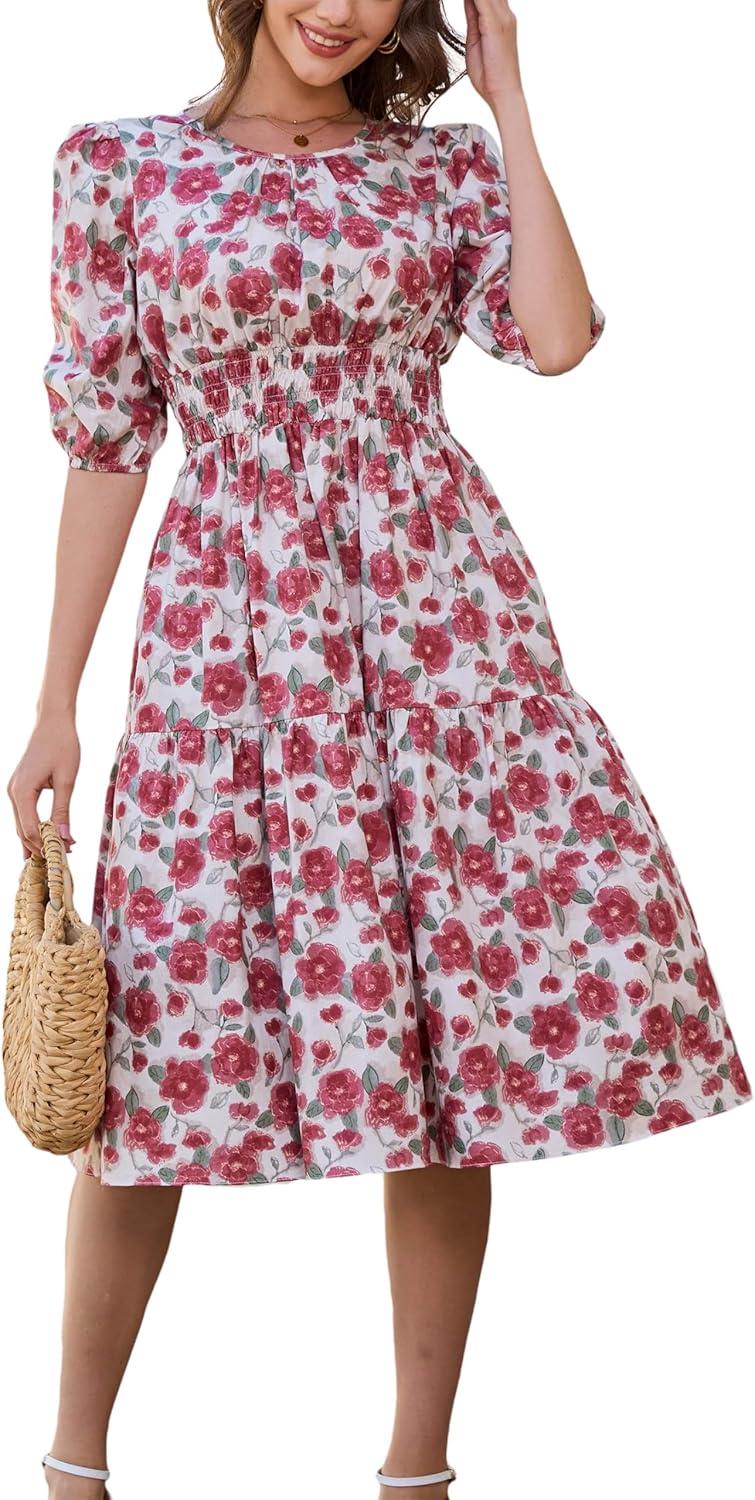Kormei Boho Floral Midi Dress: Comfort Meets Casual Chic