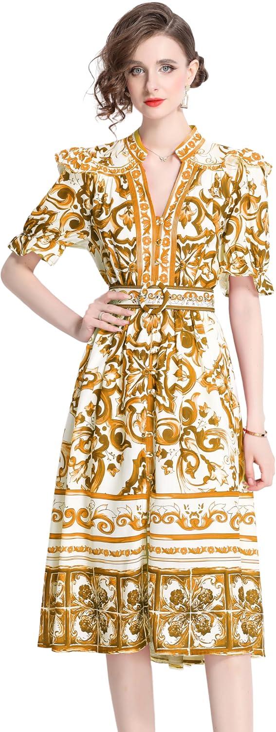 LAI MENG Five Cats Floral Midi Dress: Comfort Meets Casual Style