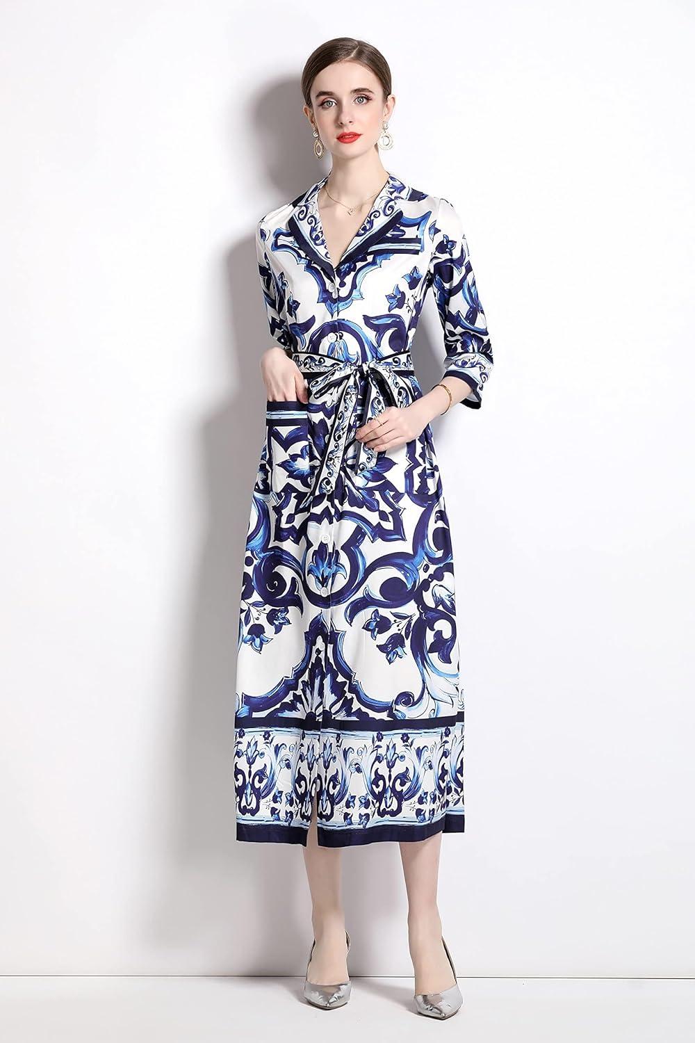 LAI MENG FIVE CATS women's ⁣Retro Midi Dress on your commute