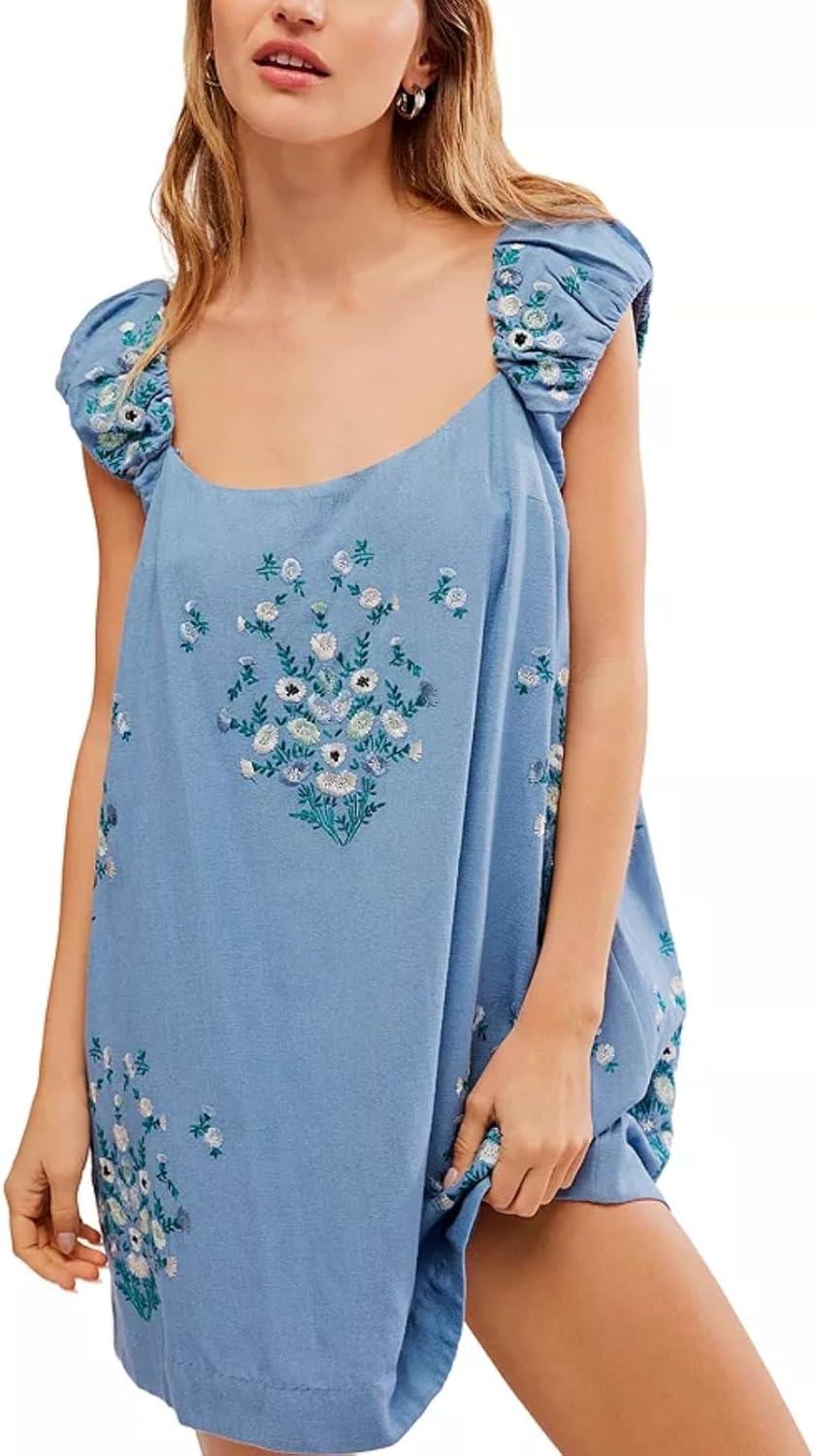 OF-YQ0005 Women Floral Linen Dress you can wear poolside