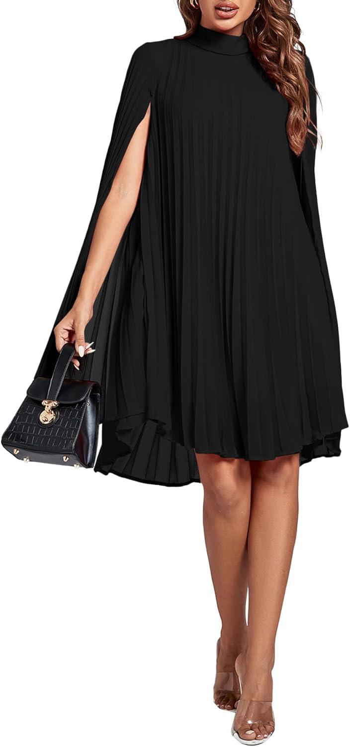 Rooscier Women's Mock Neck Pleated Dress for when you go out