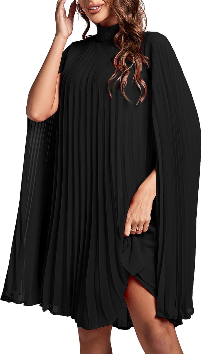 Rooscier Women's Mock Neck Pleated Dress for when you go out