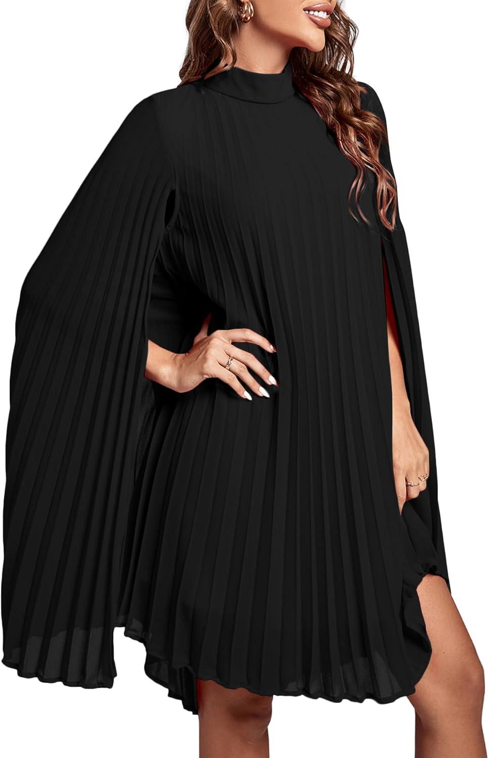 Rooscier Women's Mock Neck Pleated Dress for when you go out