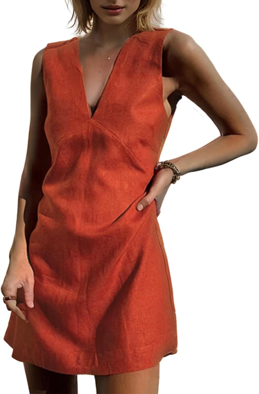 Sindlloger Womens Linen Mini Dress – how it feels on you Sindlloger Womens Linen Mini Dress – how it feels on you