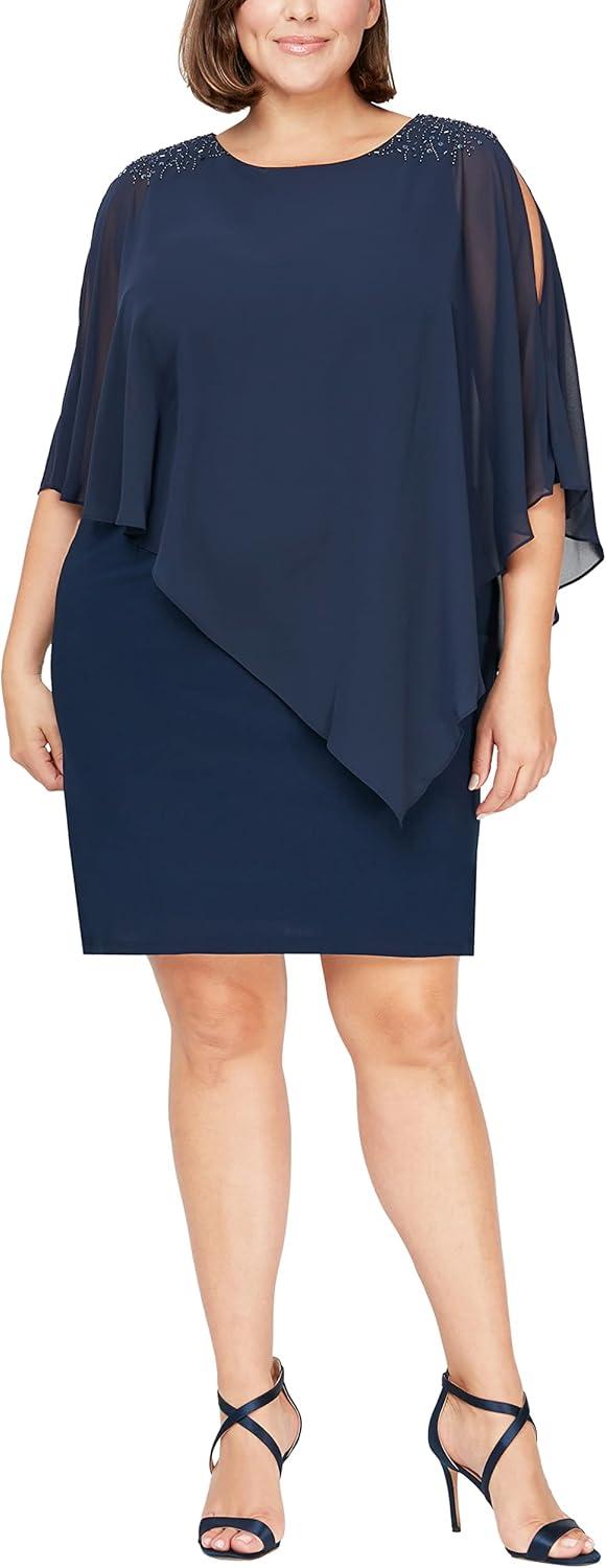 S.L. Fashions Plus Size Capelet Dress: Style Meets Comfort