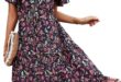 Temofon Women Dress Bohemian Floral V Neck For Your Day