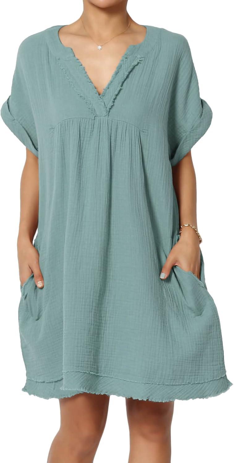 TheMogan Women’s Casual Mini Dress you wear on warm days