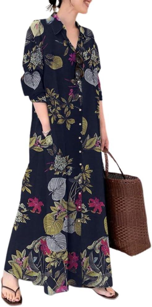 TIAFORD Cotton-Linen Maxi Shirt Dress for your daily strolls TIAFORD Cotton-Linen Maxi Shirt Dress for your daily strolls