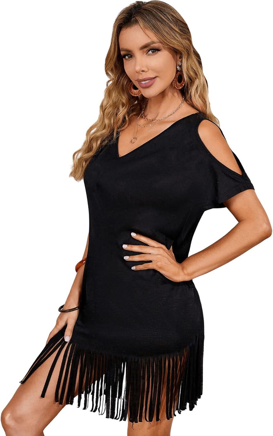 Verdusa ⁢Women's⁣ Cold⁤ Shoulder V-Neck Dress — how it fits you