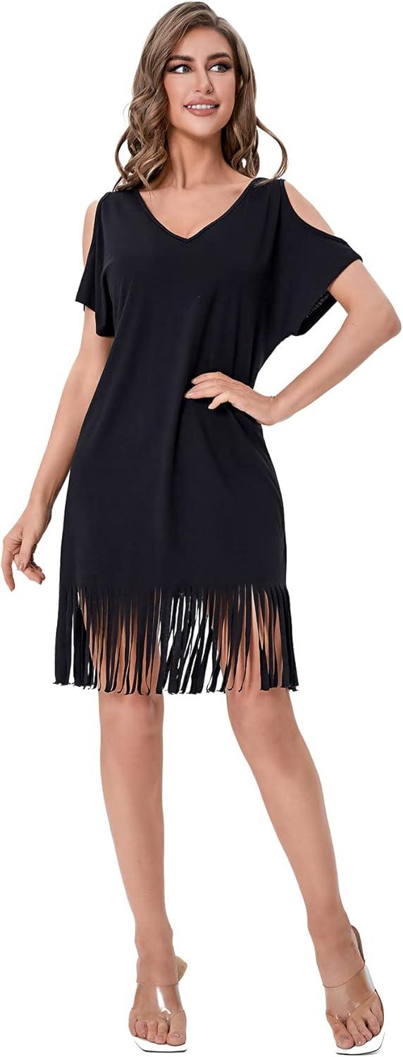 Verdusa Women's Cold Shoulder V-Neck Dress —⁣ how it fits you