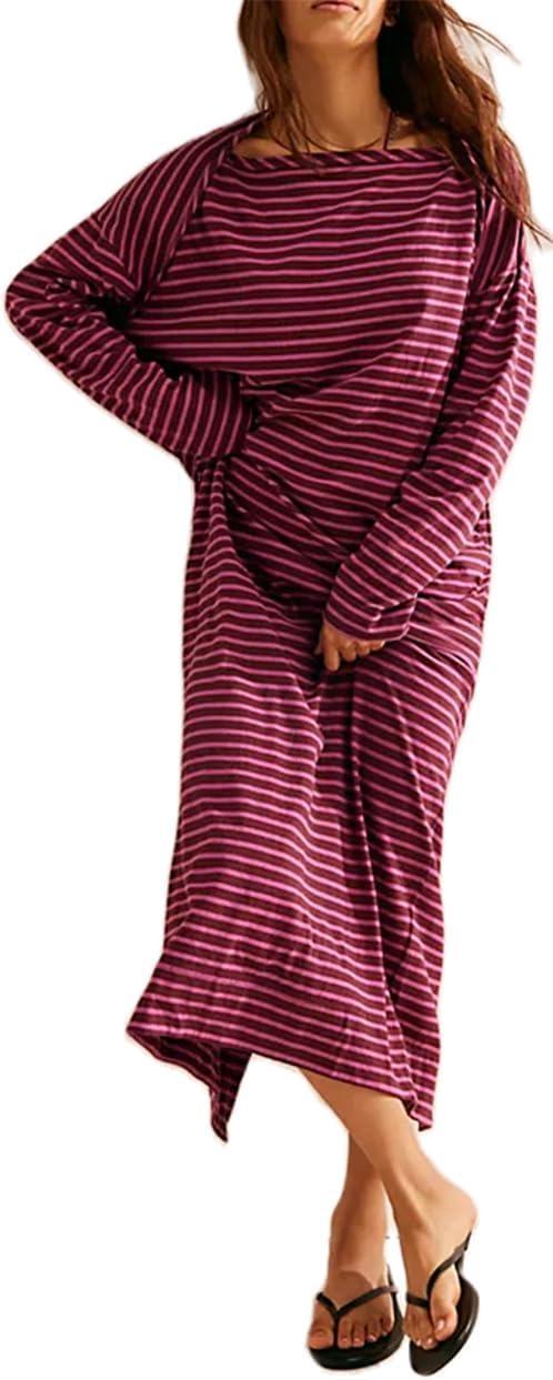 Y2K Stripe Maxi Dress: Fall's Casual ⁣Oversized⁢ Favorite