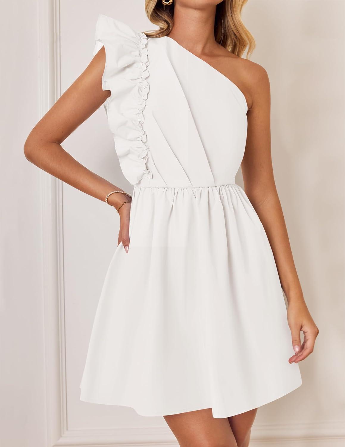 ZESICA⁣ Women's One-Shoulder Ruffle Dress for‍ your day out