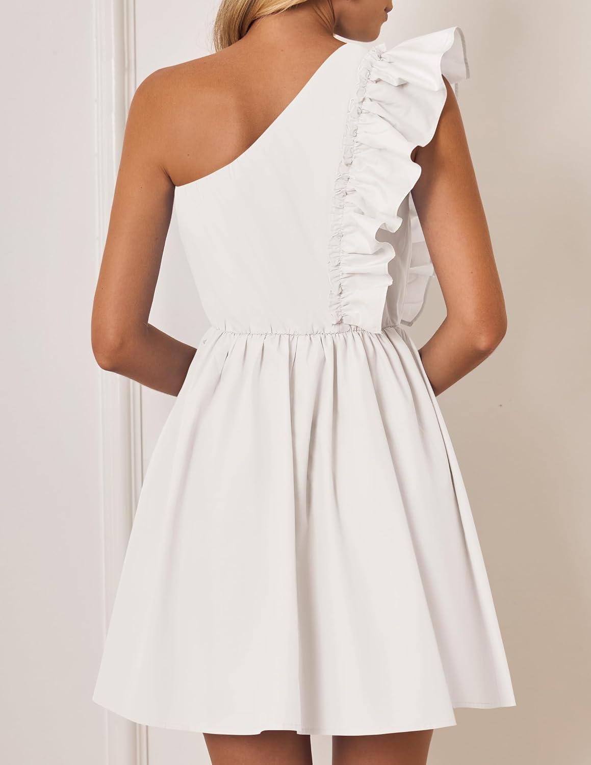 ZESICA Women's One-Shoulder​ Ruffle Dress for⁢ your day out