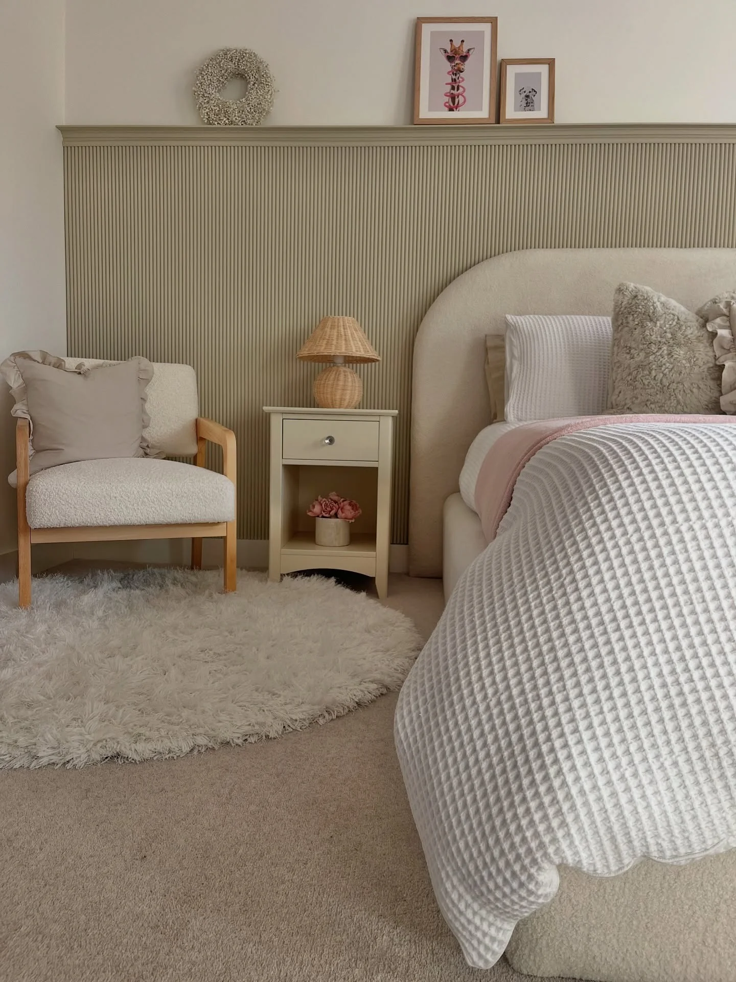 Soft Neutrals and Inviting Textures in Pink and Gray Bedroom