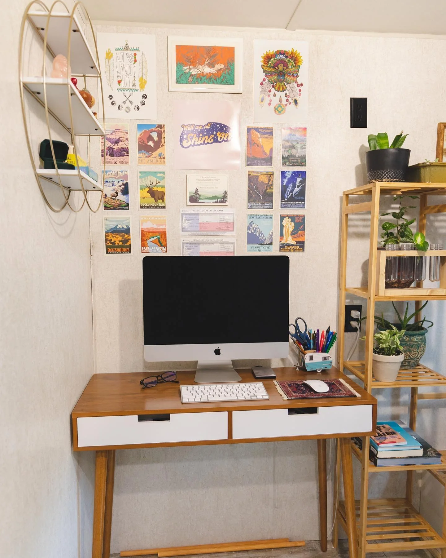 Inviting Nook with Natural Wood and Greenery (Tiny Home Office Ideas)