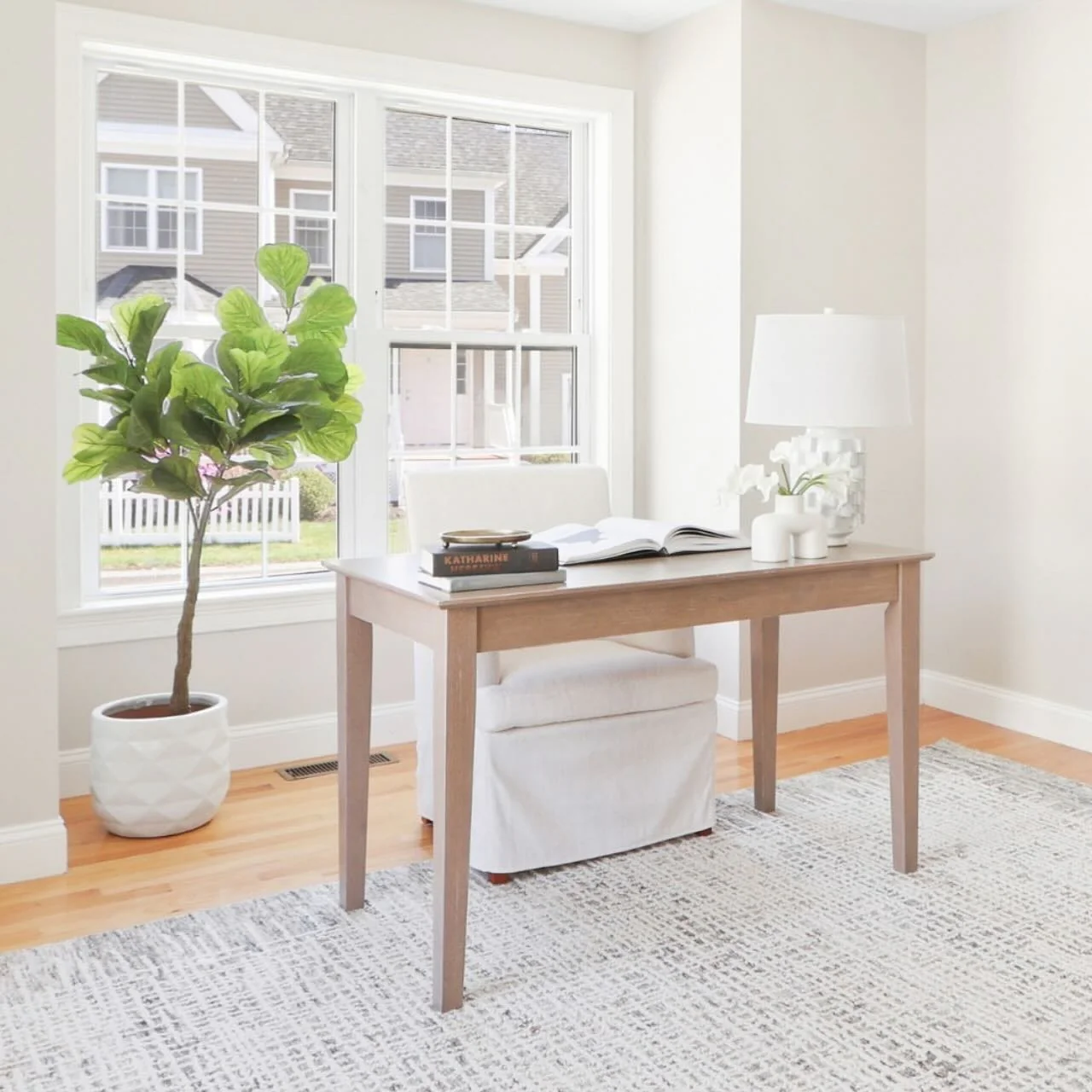 Serene Minimalist Office Bathed in Daylight