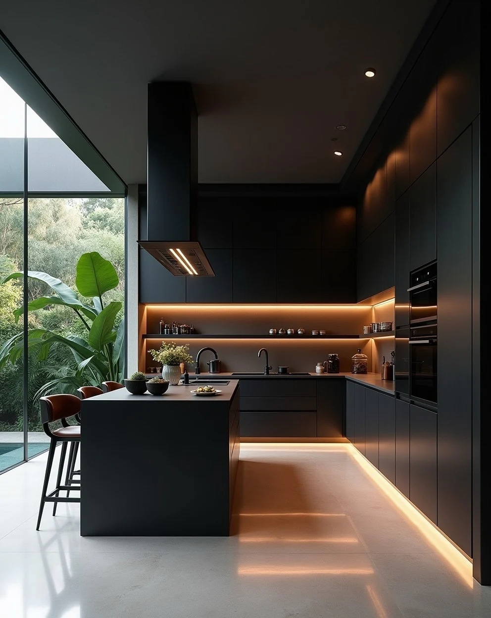 Warm Lighting in Moody Kitchen