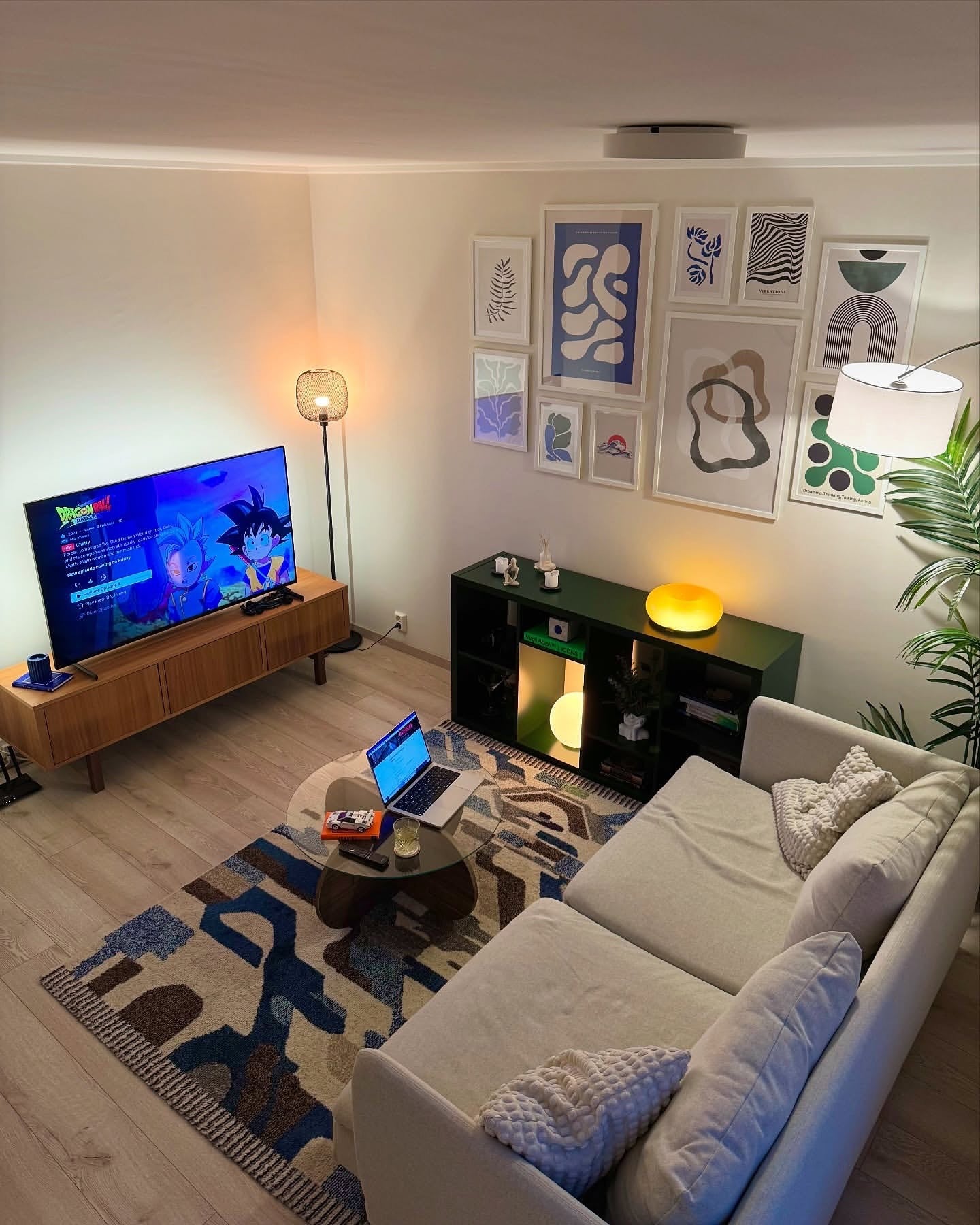 Modern Minimalism Meets Abstract Art (Gallery Wall Living Room Ideas)