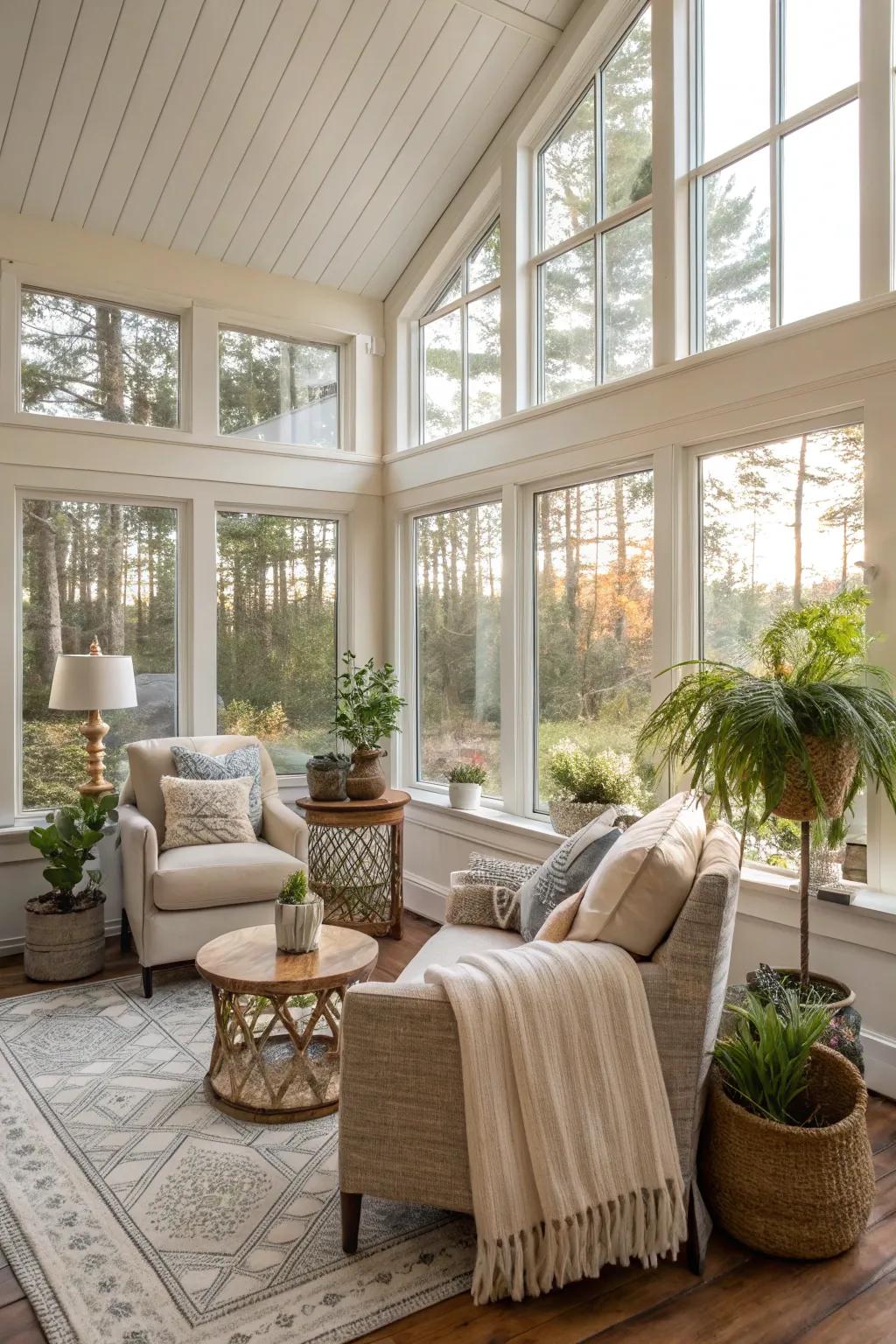 A sunroom offers a bright and relaxing space all year round.