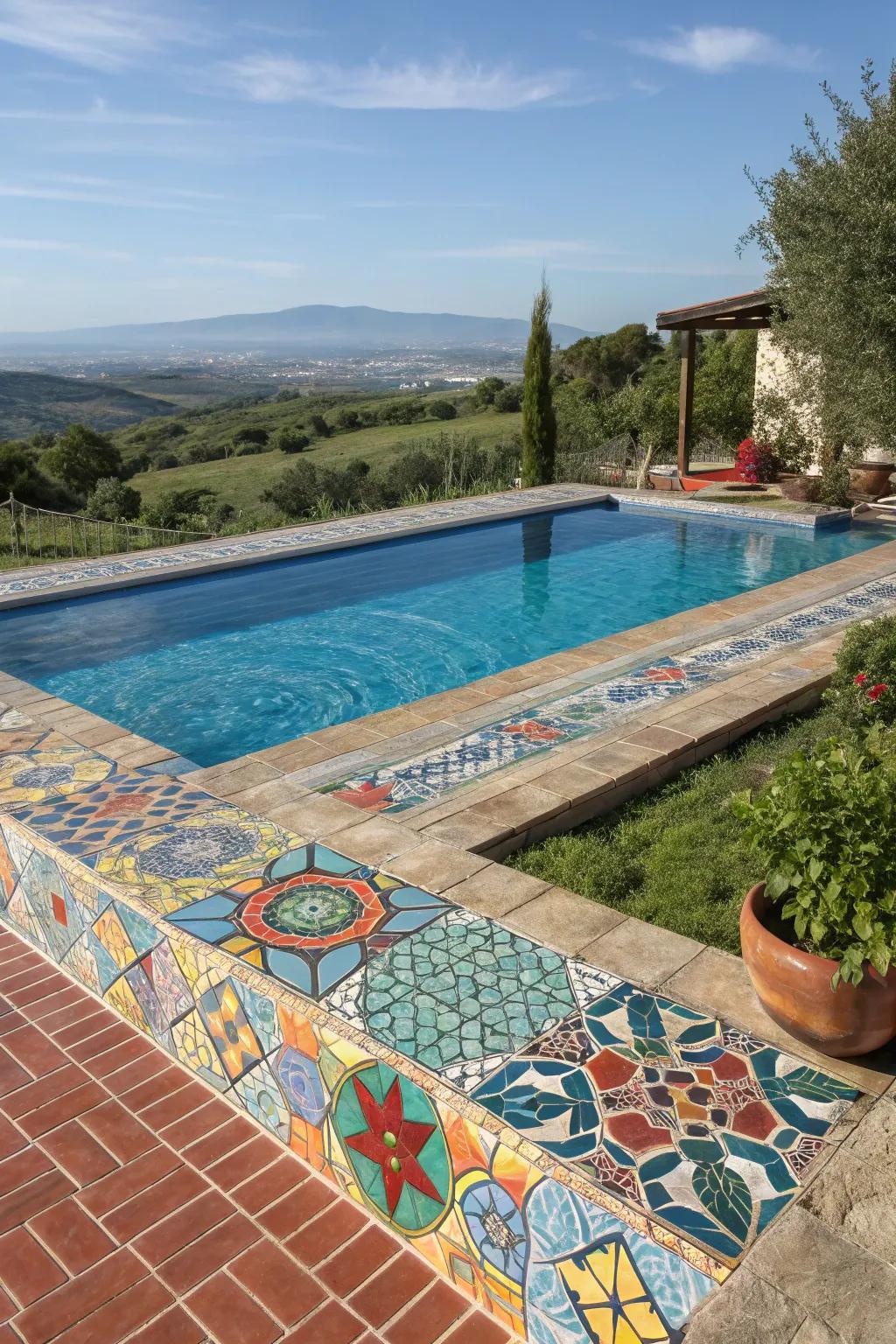 Colorful tiles bring a splash of personality to your pool area.