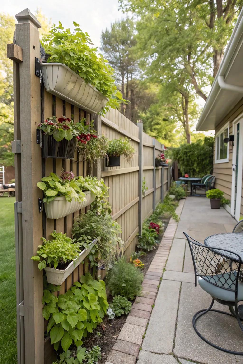 A vertical garden fence brings life and greenery to your home's perimeter.