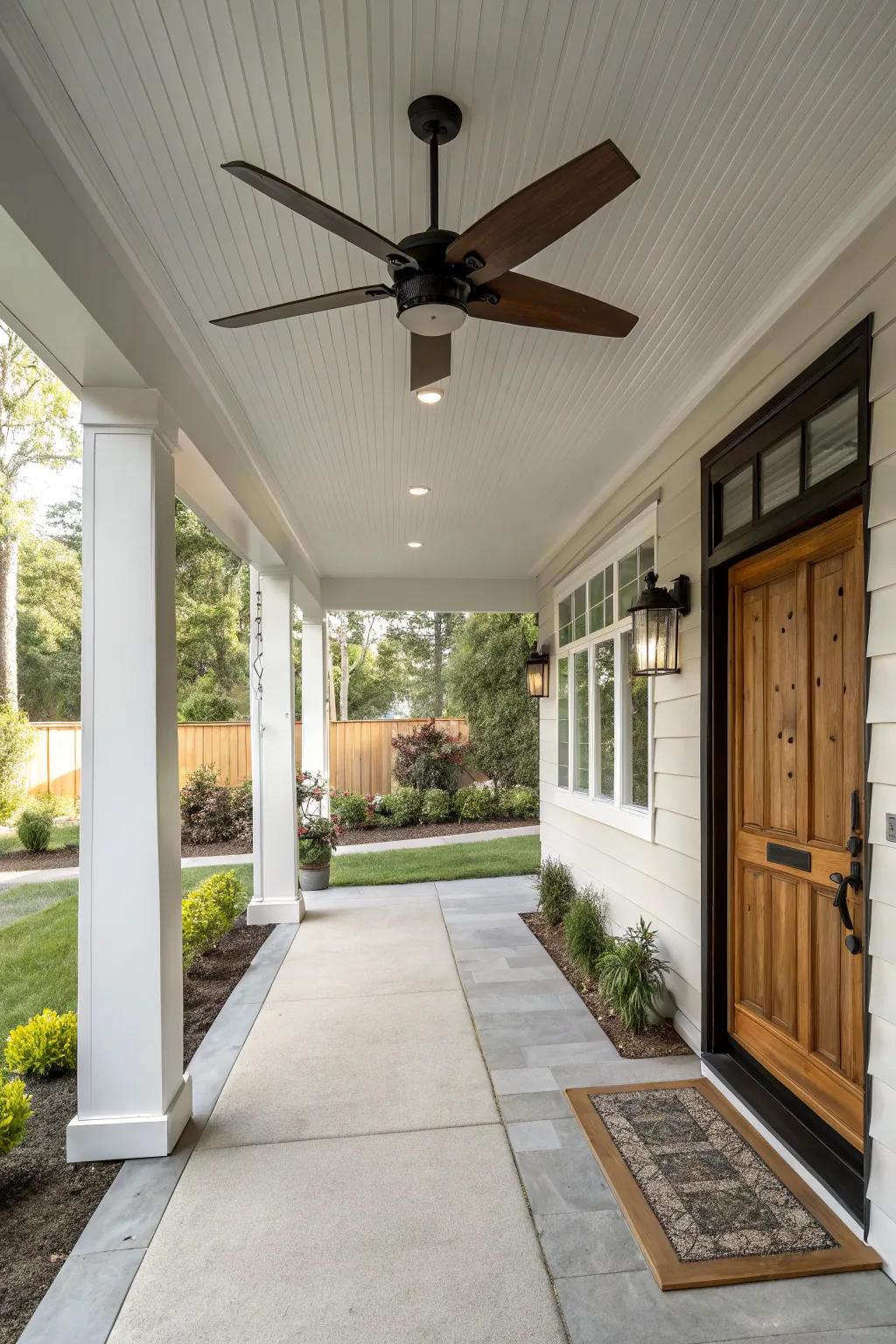 A sleek ceiling fan for added comfort.