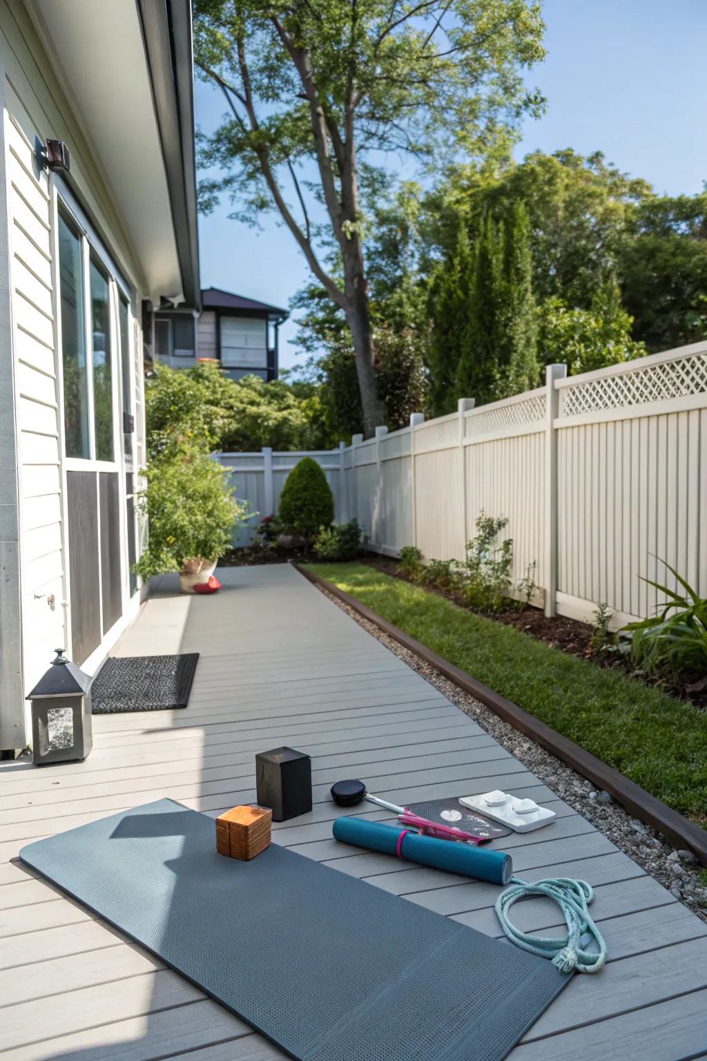 Enhance wellness with an outdoor exercise space.