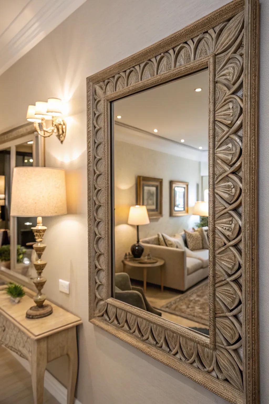 Transform mirrors into art to add flair to your living room.