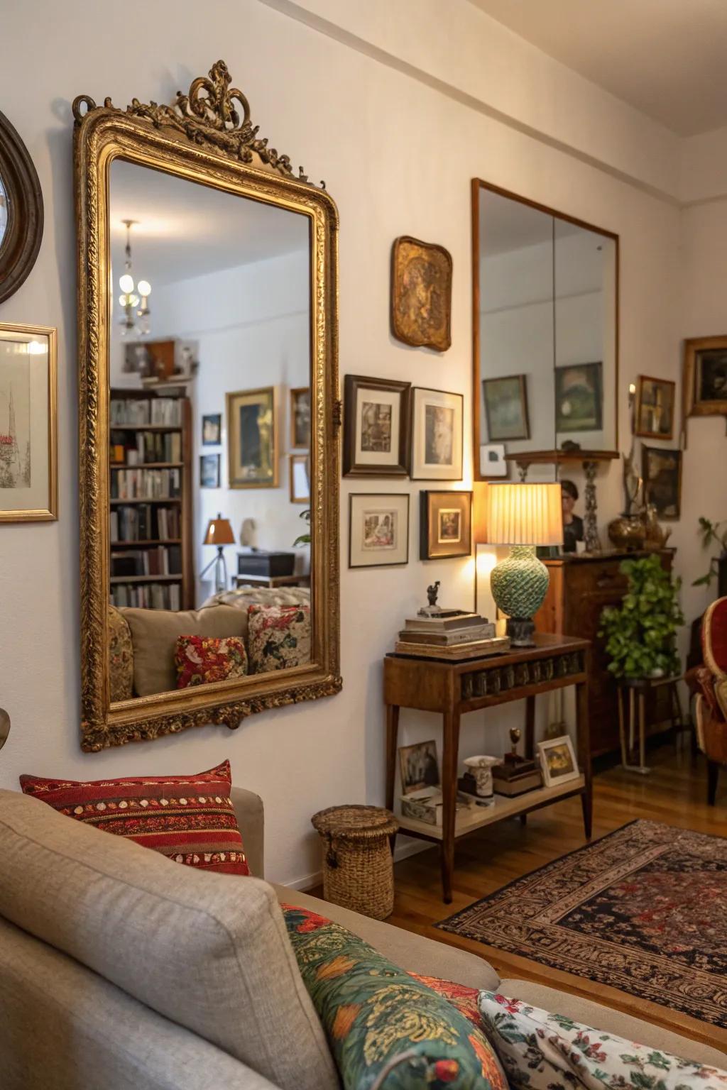 Bring historical charm with an antique mirror.