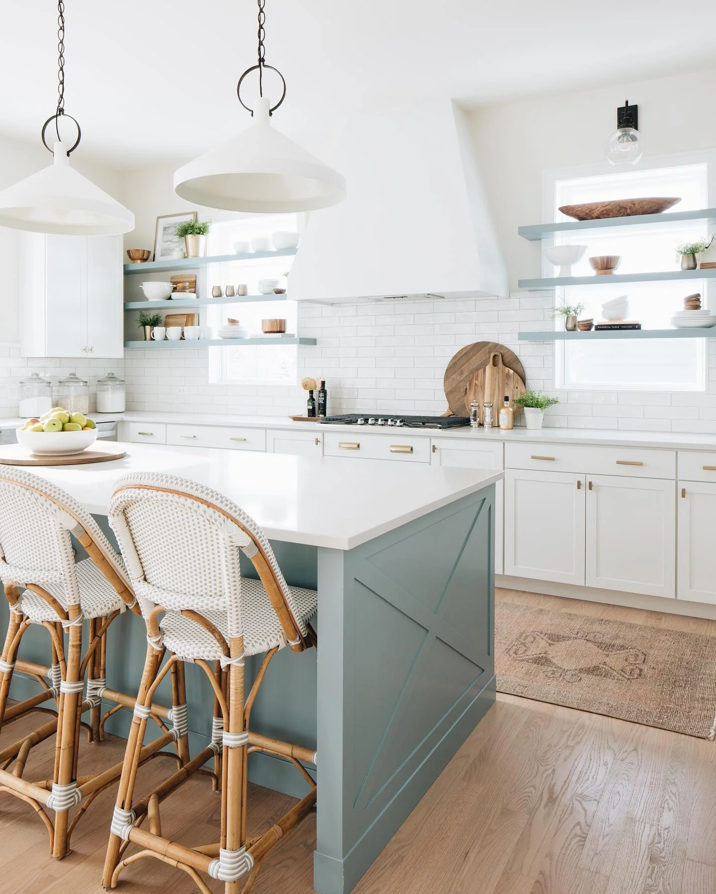 Subtle Coastal Kitchen in White and Muted Sage