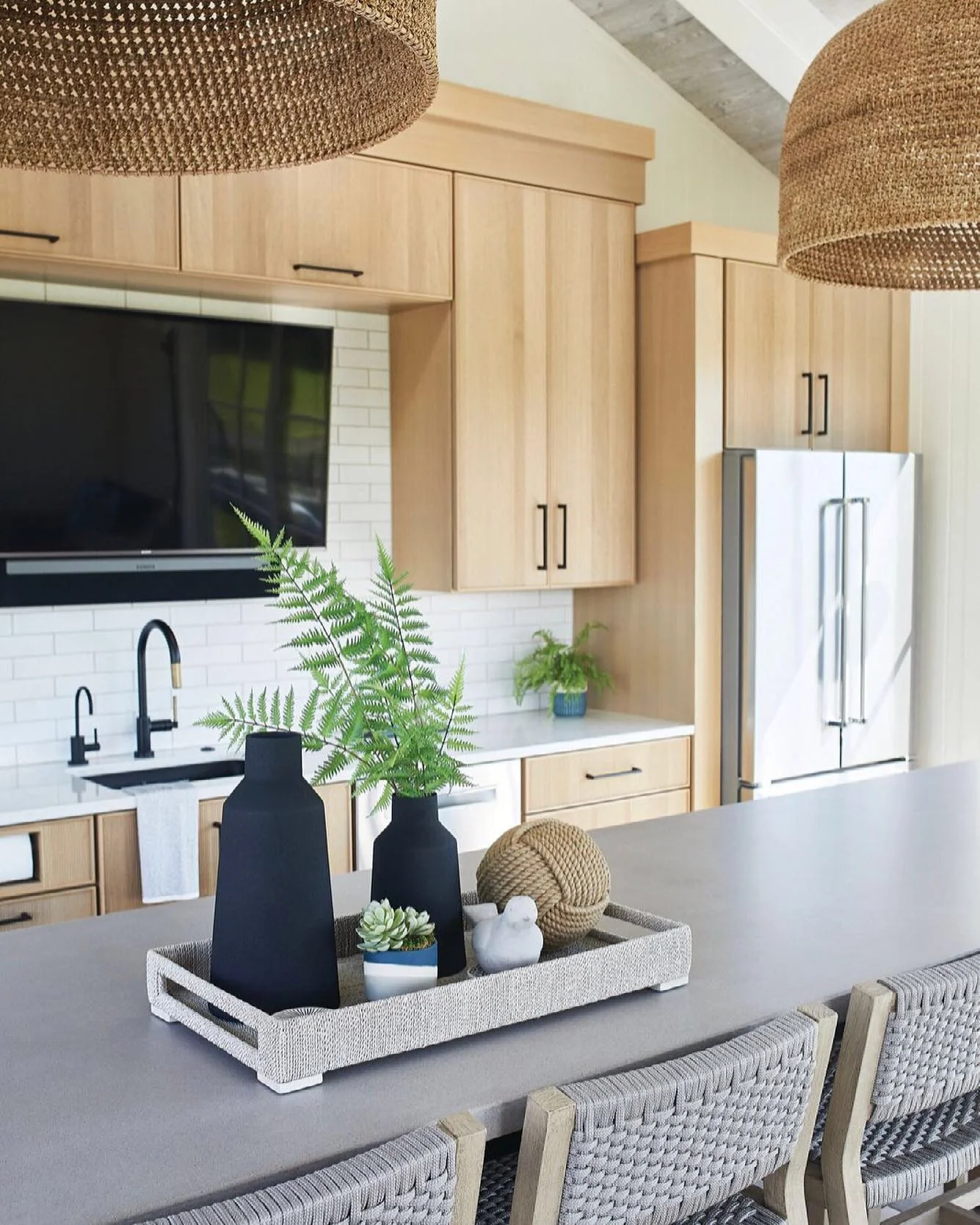 Organic Coastal Kitchen with Light Wood and Soft Gray