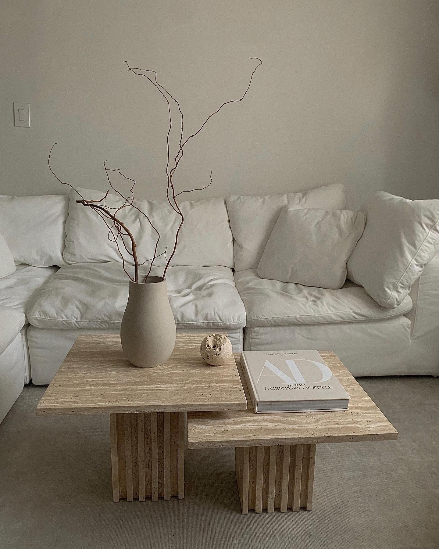 Stone-Inspired Minimal Living Room in Beige and Off-White
