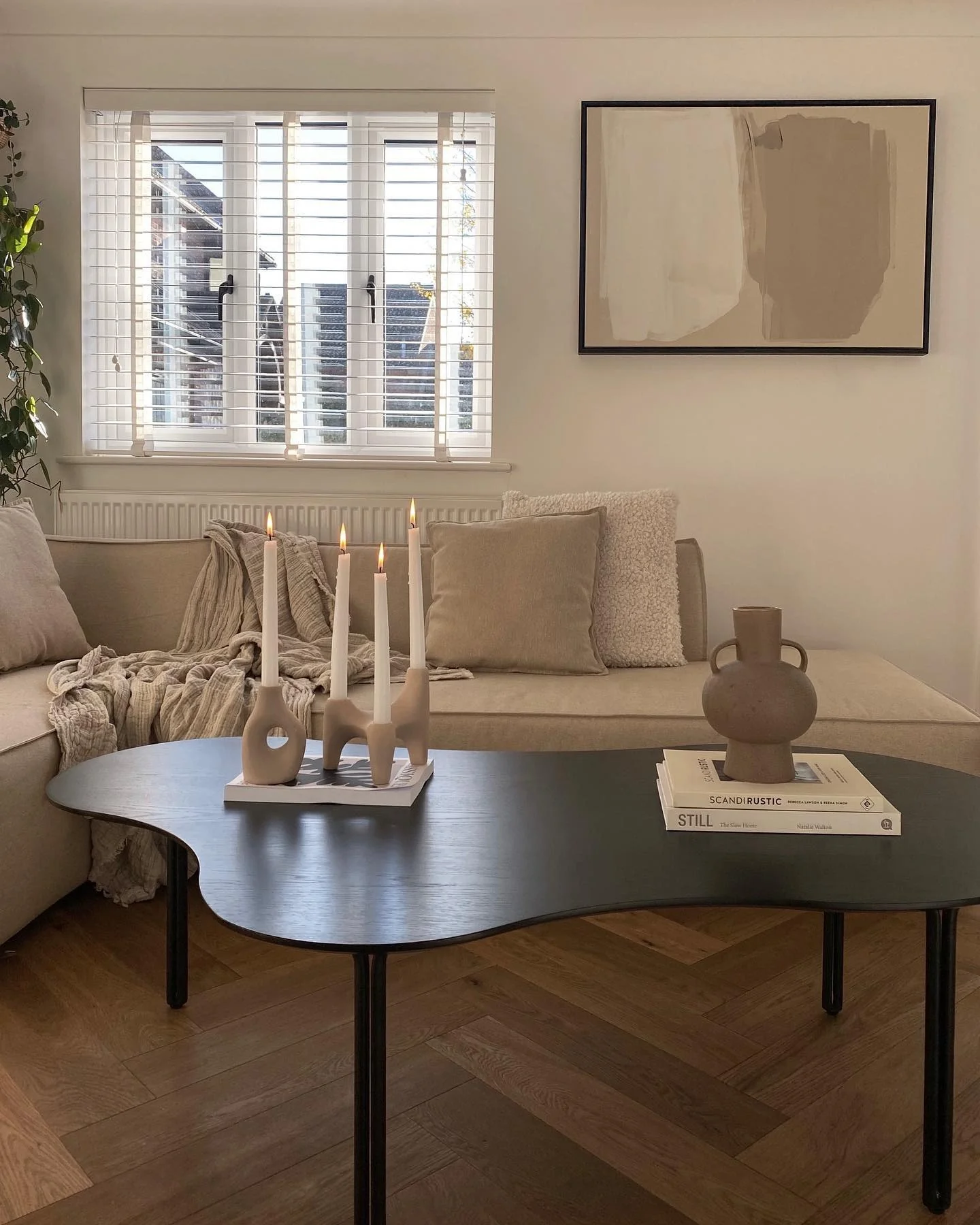 Modern Neutral Living Room in Cream and Charcoal