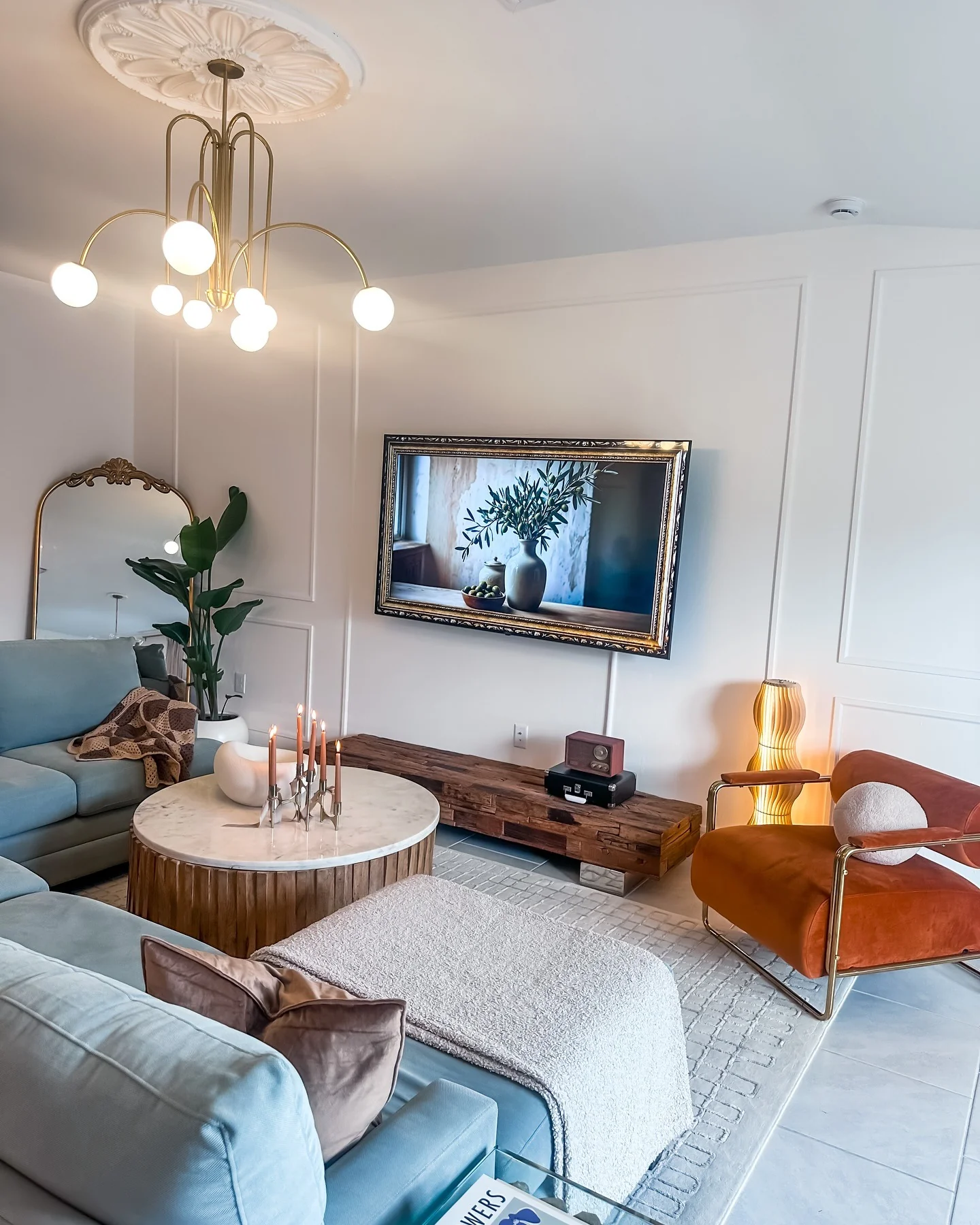 Soft Gray Rug Paired with Mid-Century Influences