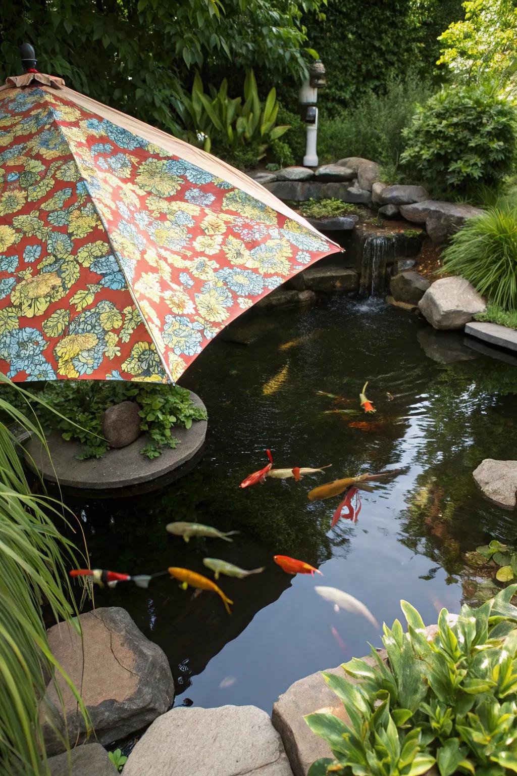 A koi pond with a <a href=