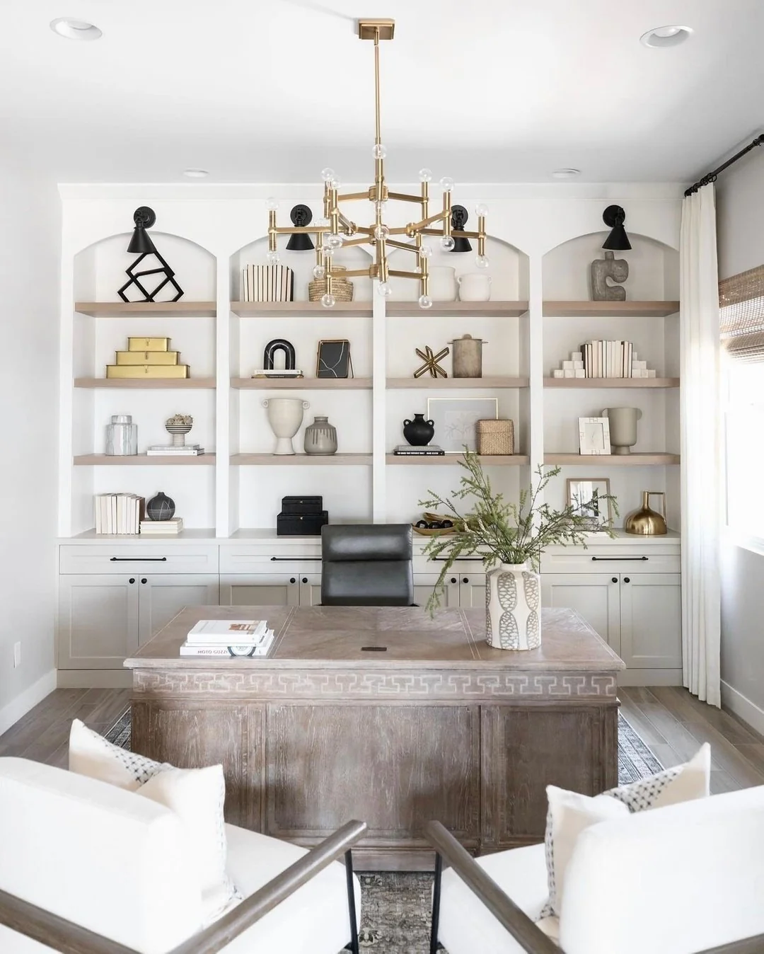 Light-Filled Transitional Space with Architectural Shelving (Office Design Ideas)
