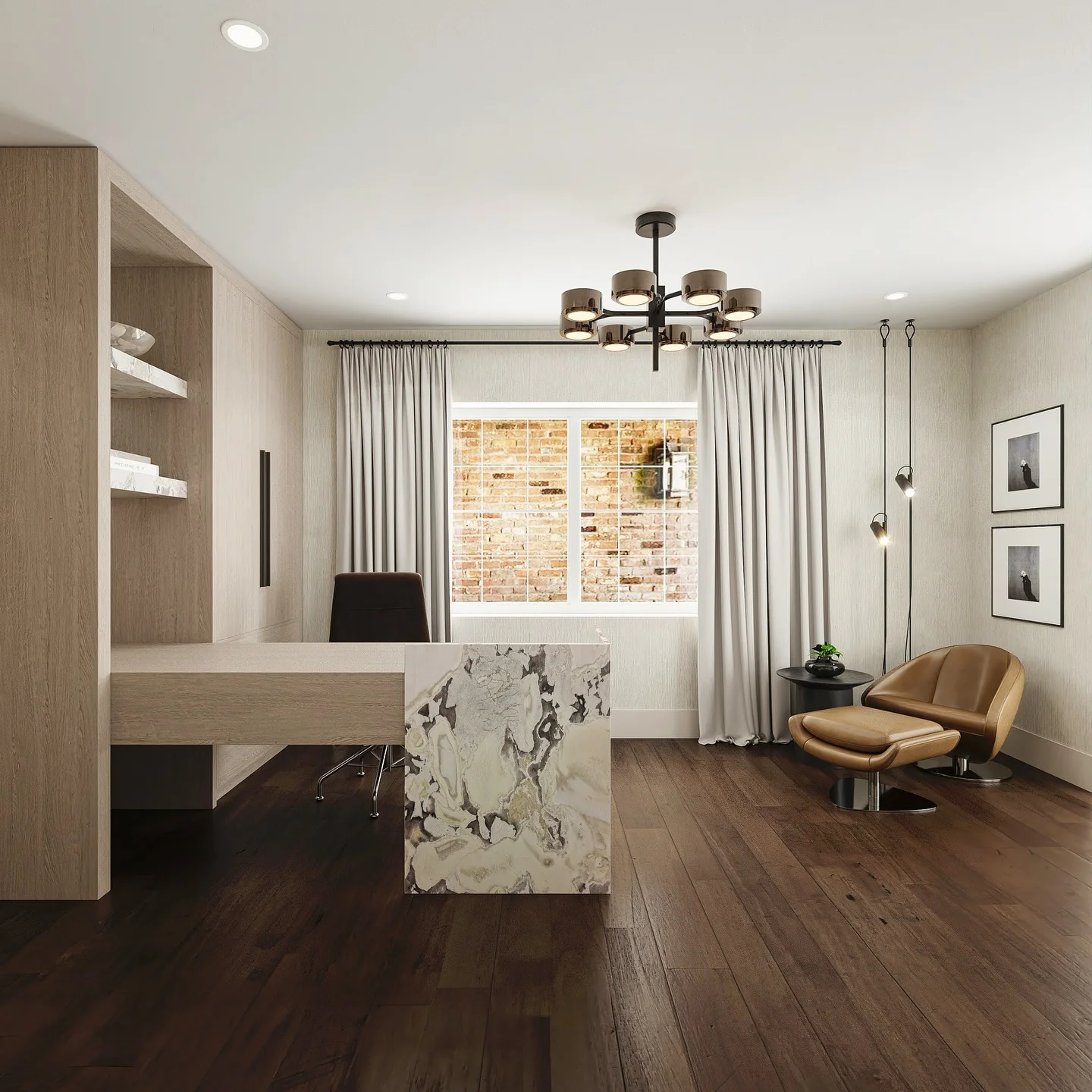 Neutral Stone and Wood for Contemporary Sophistication (Office Design Ideas)