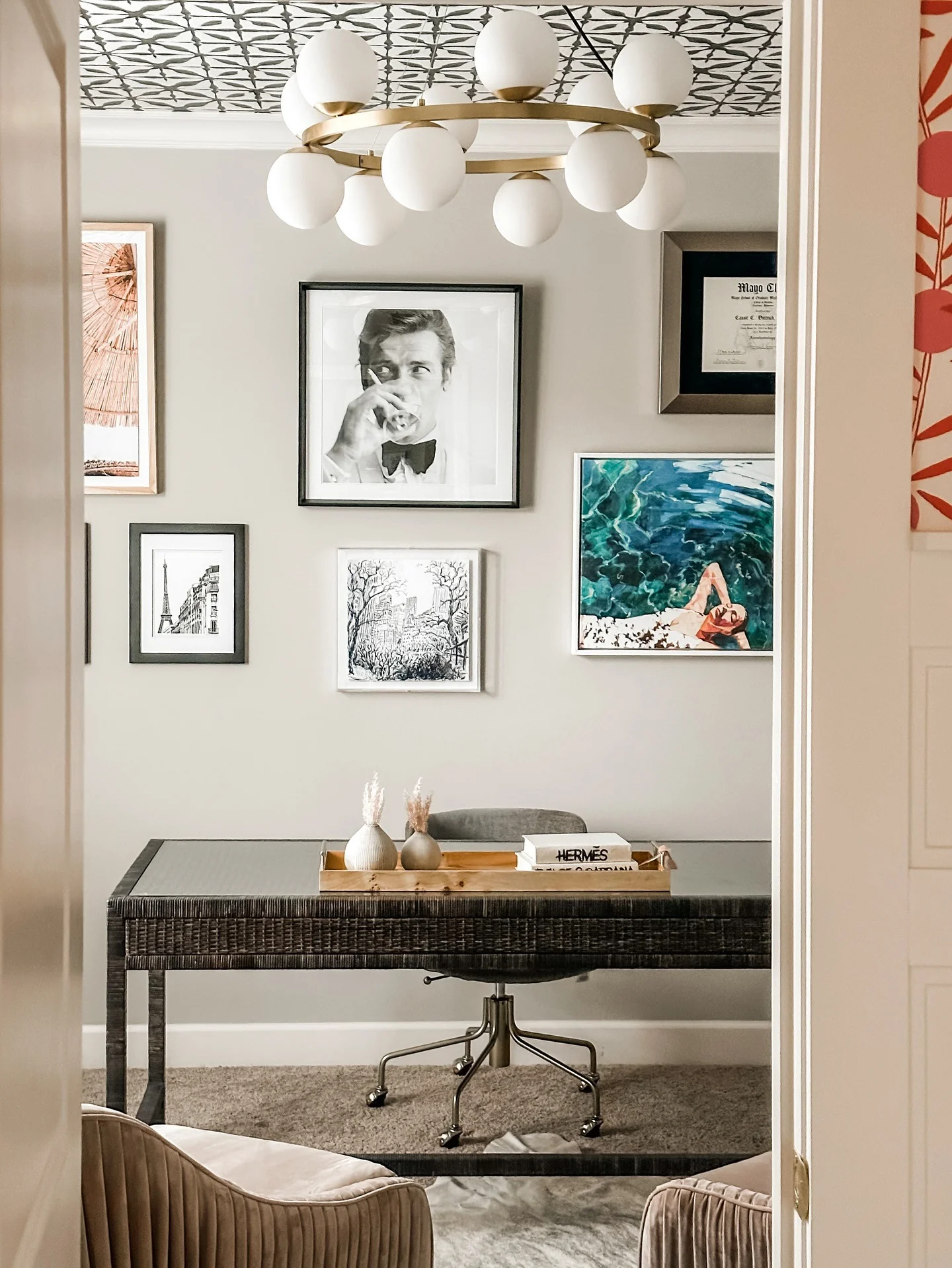 Modern Art Collector's Study in Warm Neutrals (Office Design Ideas)