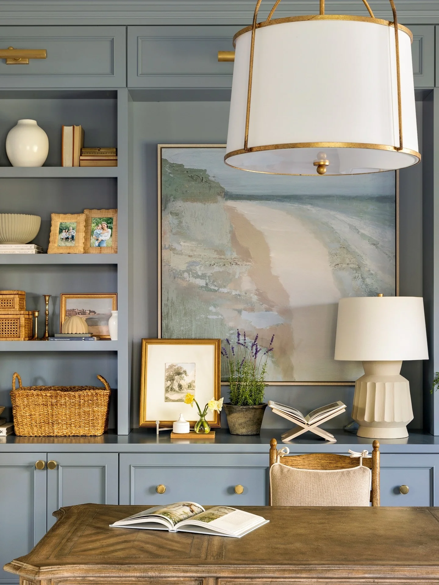 Coastal-Inspired Blue with Textural Warmth (Office Design Ideas)