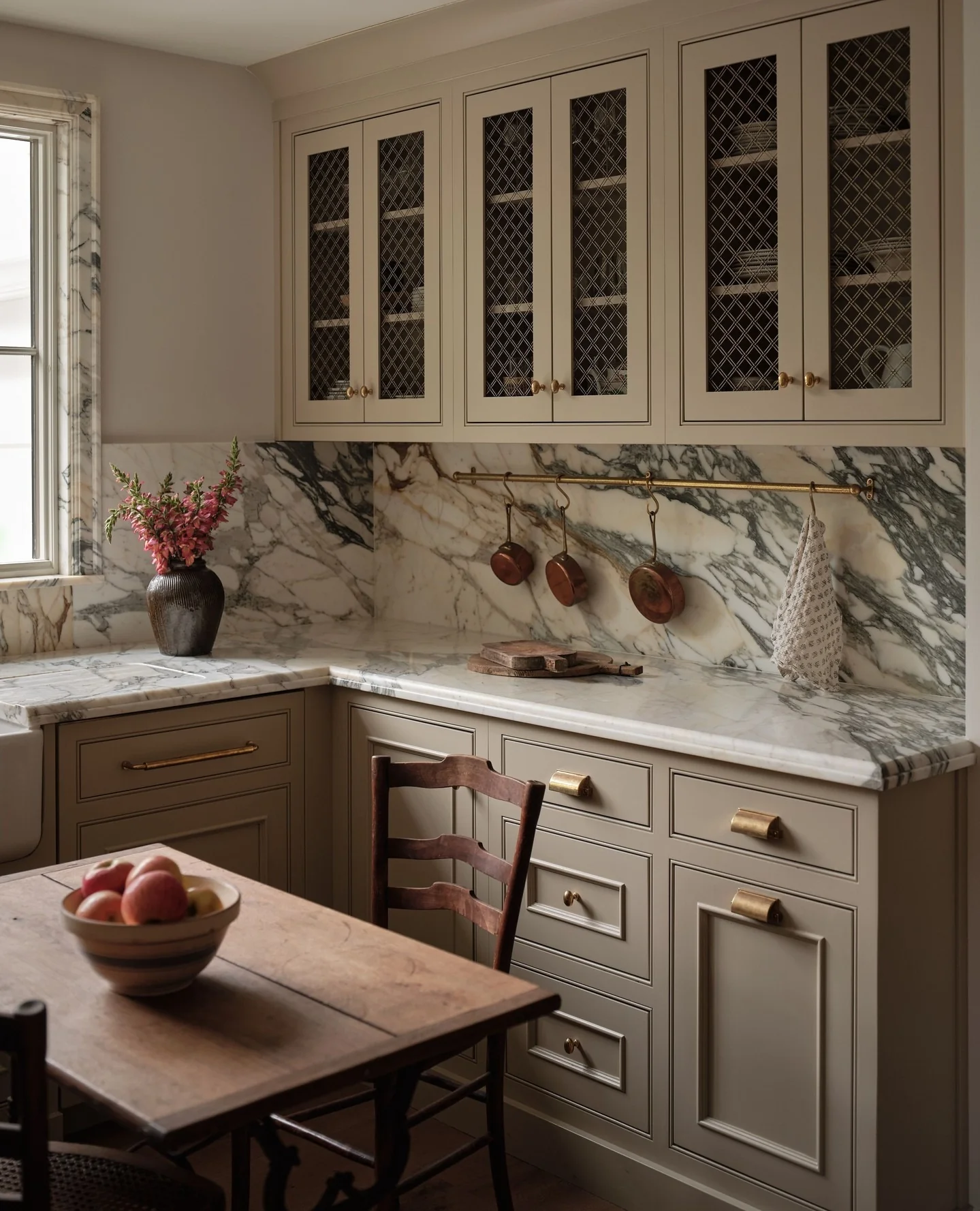 Elegant Fusion of Stone and Brass (Small Kitchen Table Ideas)