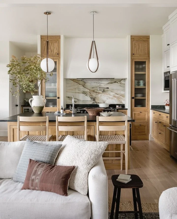 Natural Textures and Timeless Comfort (Kitchen and Living Room Ideas)