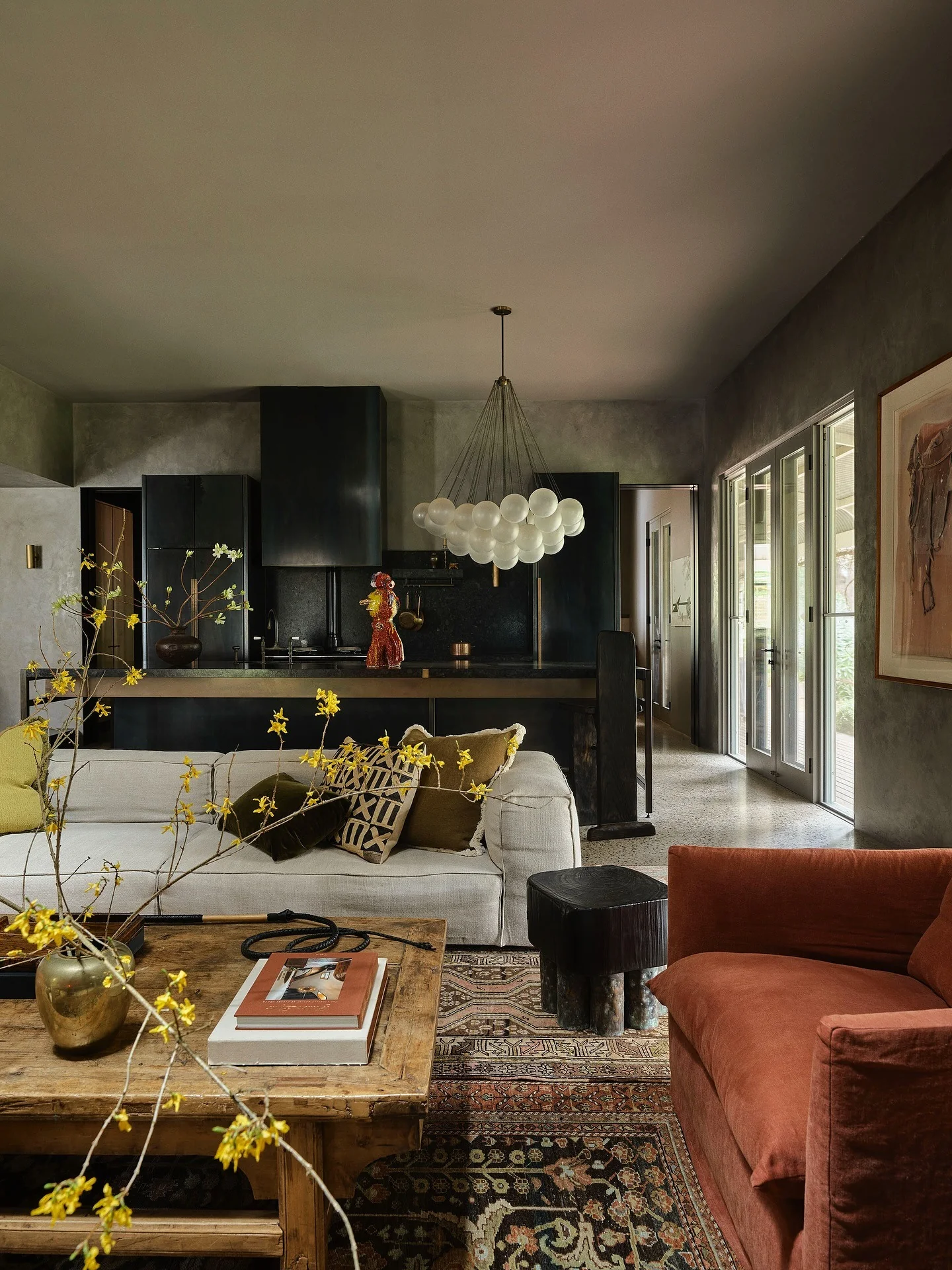 Rustic Drama with a Modern Edge (Kitchen and Living Room Ideas)