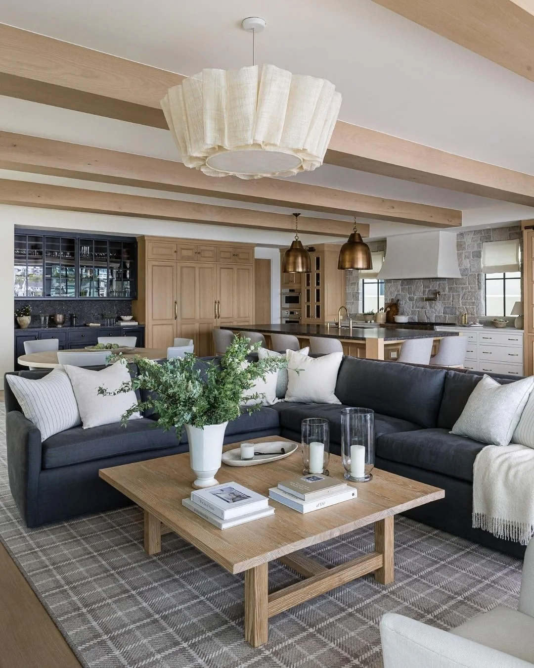 Coastal Elegance with a Tailored Twist (Kitchen and Living Room Ideas)