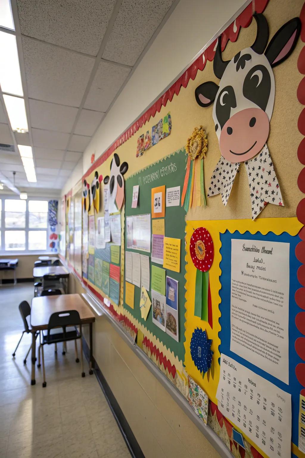 An'Udderly Amazing Work' board that highlights student success