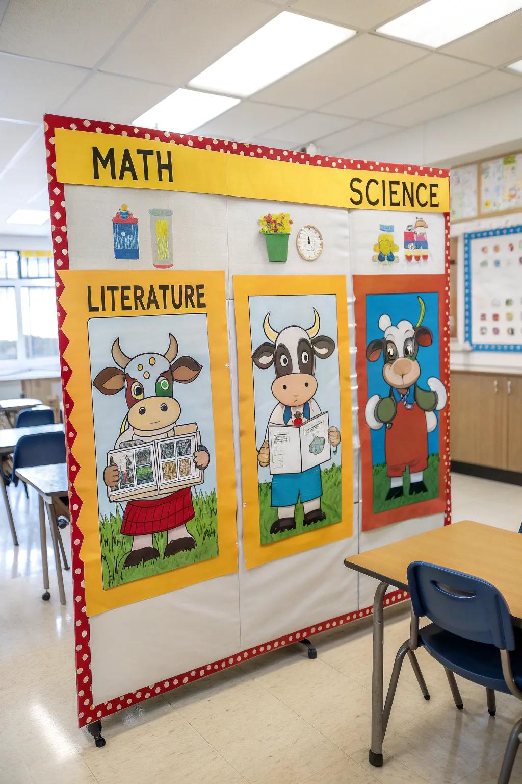 A'We're Mooo-tivated to Learn' board for academic inspiration