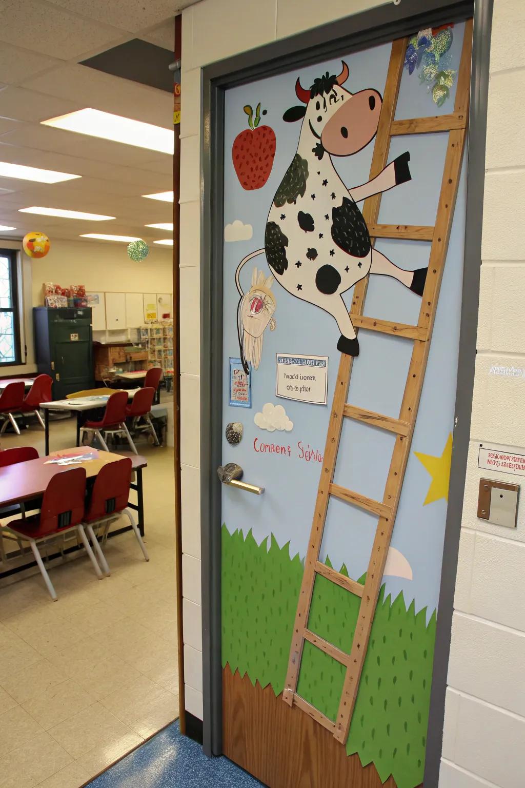 A'Moo-vin' On Up' door decoration for motivation