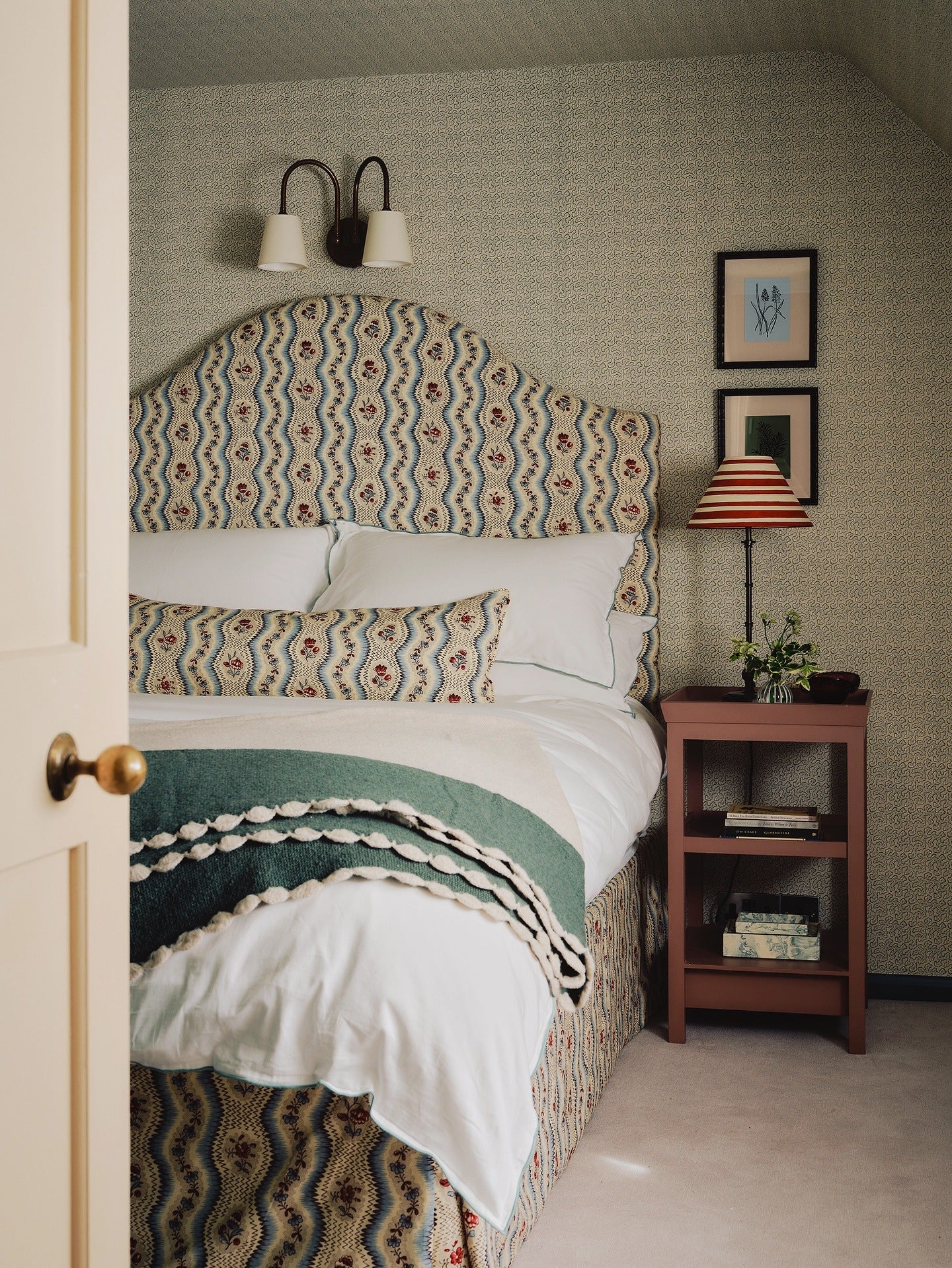 Olive and Terracotta: Patterned Vintage Charm (French Country Bedroom Ideas)