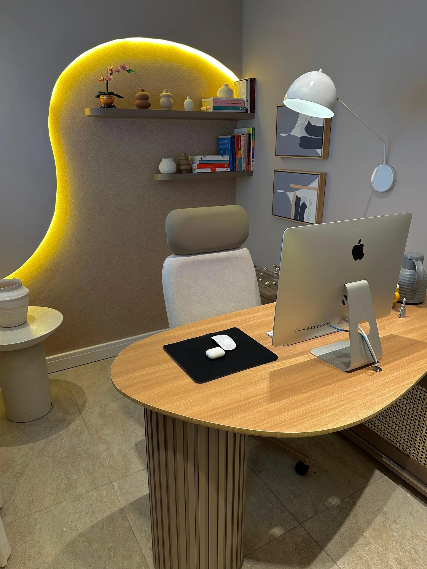 Contemporary Workspace with Warm Accents