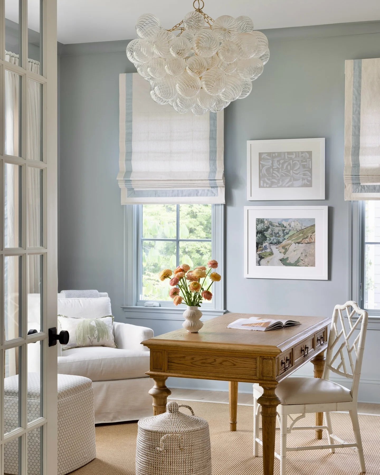 Elegant Workspace in Soft Blue Hues
