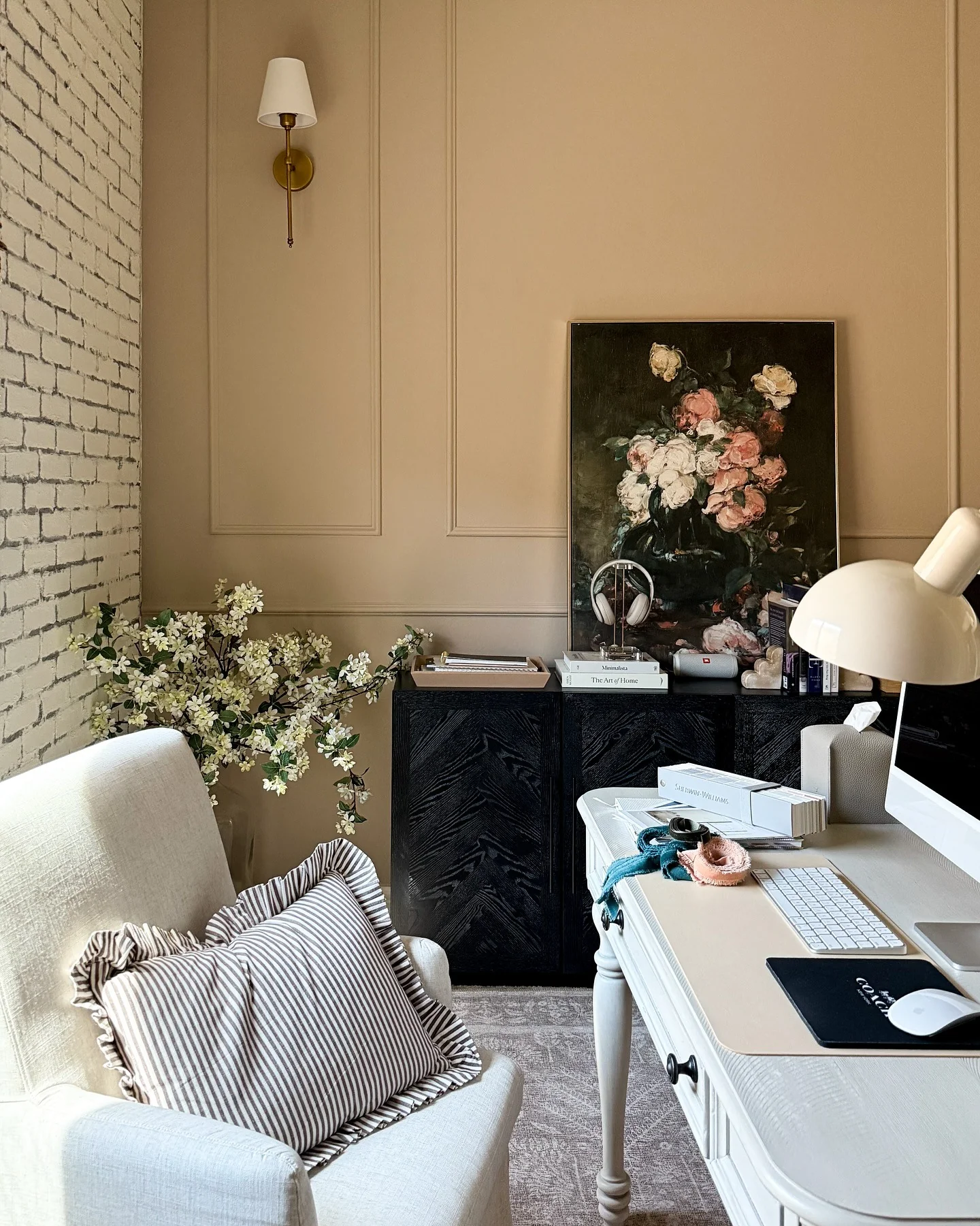 Earthy Clay Tones and Floral Accents